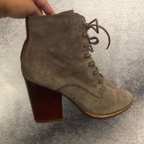 Kork-Ease ELFA Women’s Size 8.5M Taupe Suede Lace-Up Ankle Boots Block Heel - Picture 10 of 12